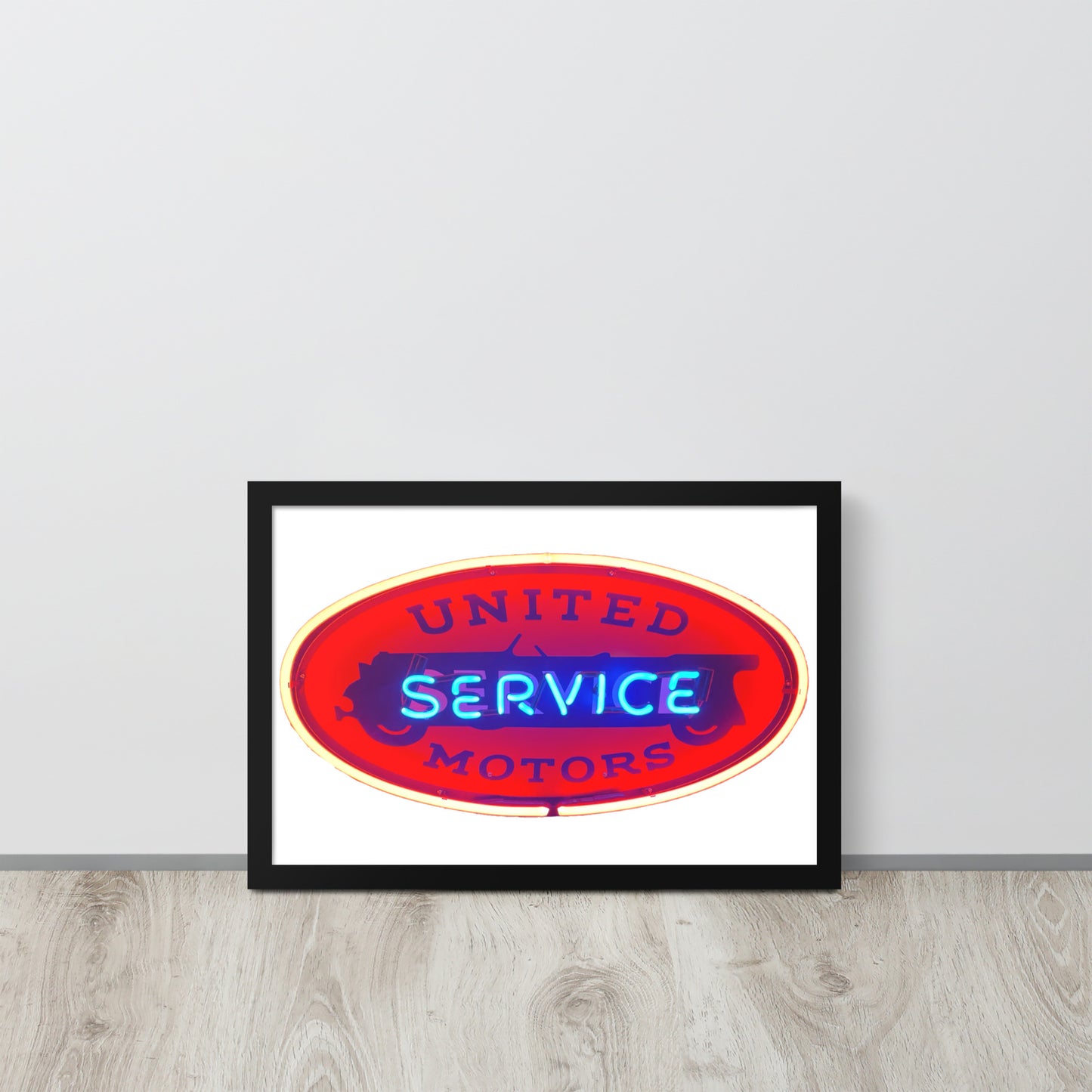 Vintage United Service Motor Neon Style Lit Framed poster