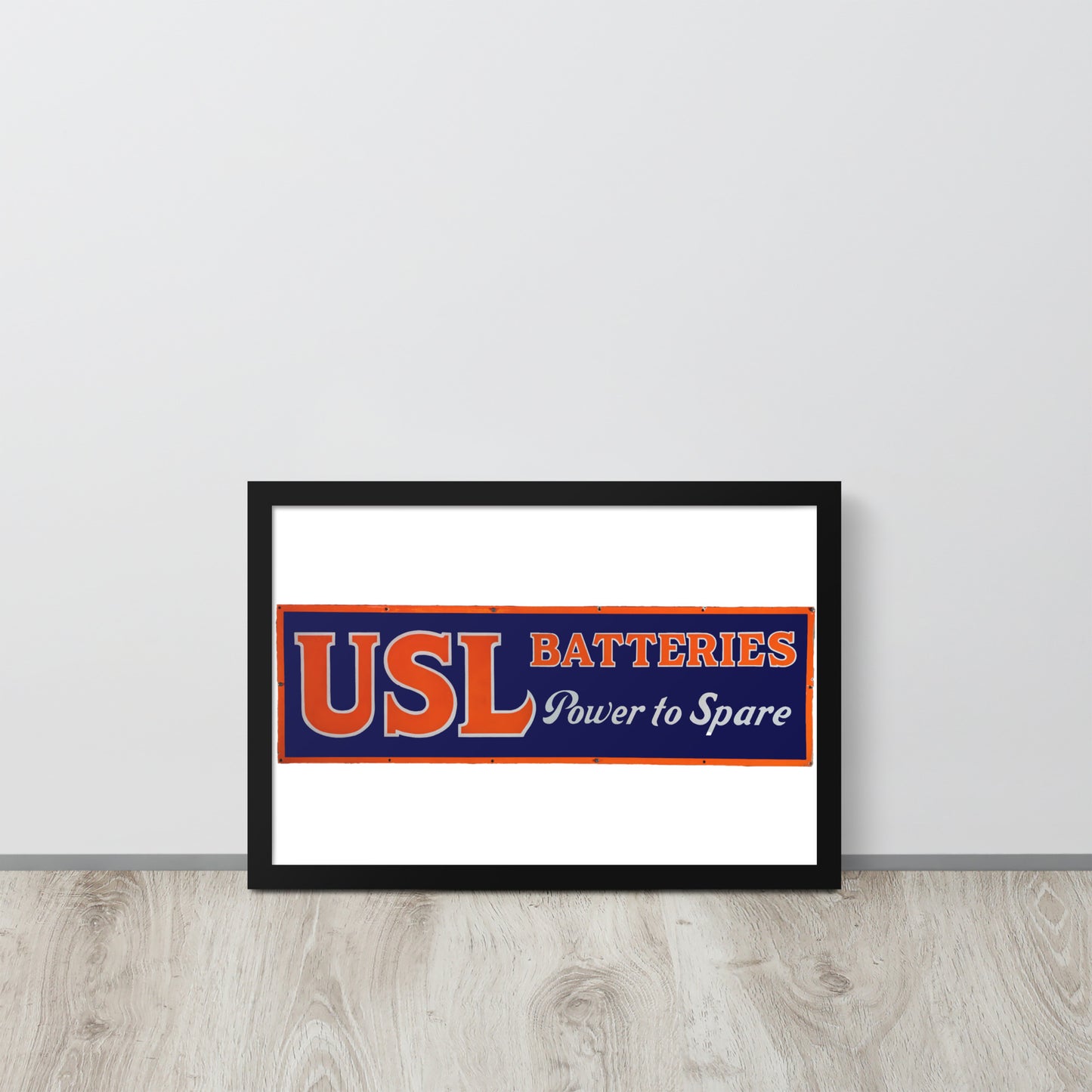 Retro USL Battery Tin Style Framed poster