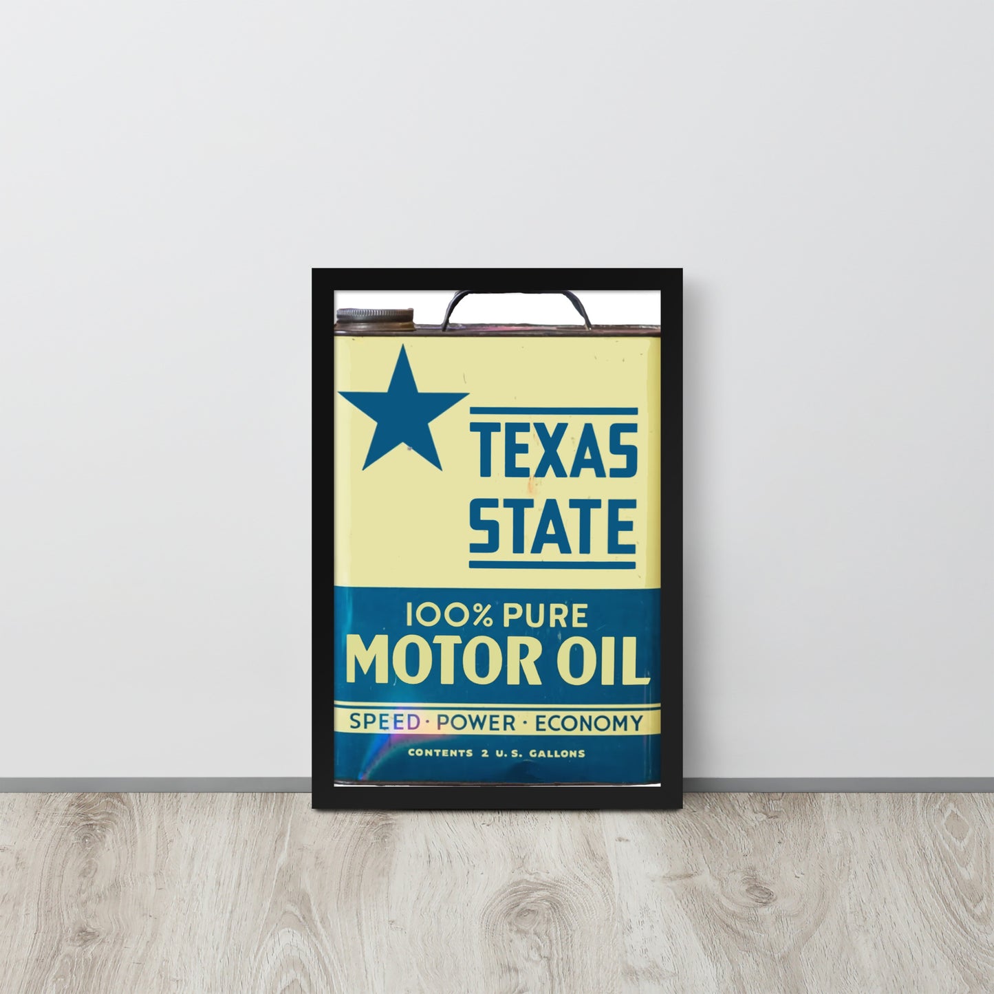 Vintage Texas Motor Oil Can Gallon Design Framed poster