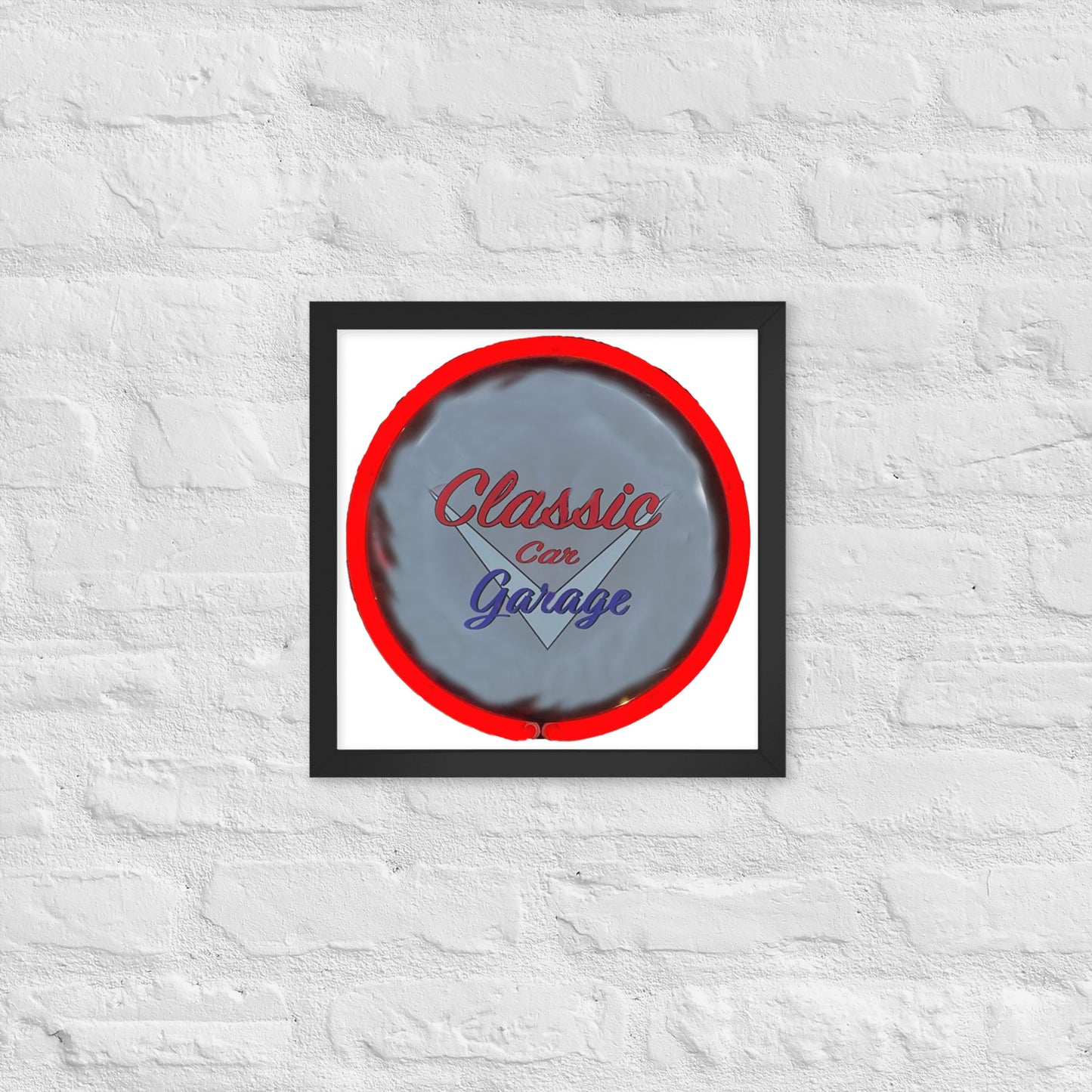 Classic Car Garage Neon Graffiti Style Framed poster