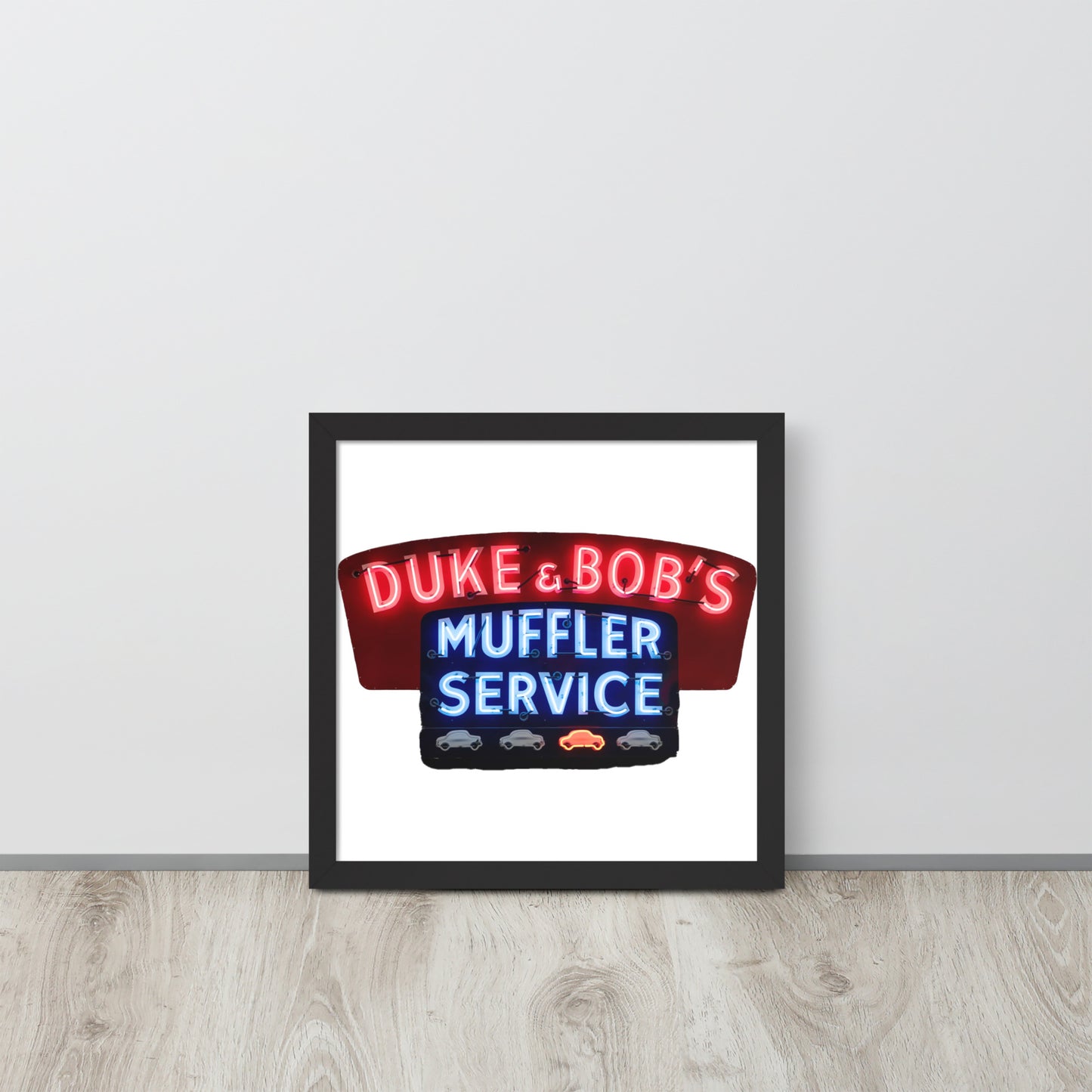 Duke + Bob Retro Neon Style Framed poster