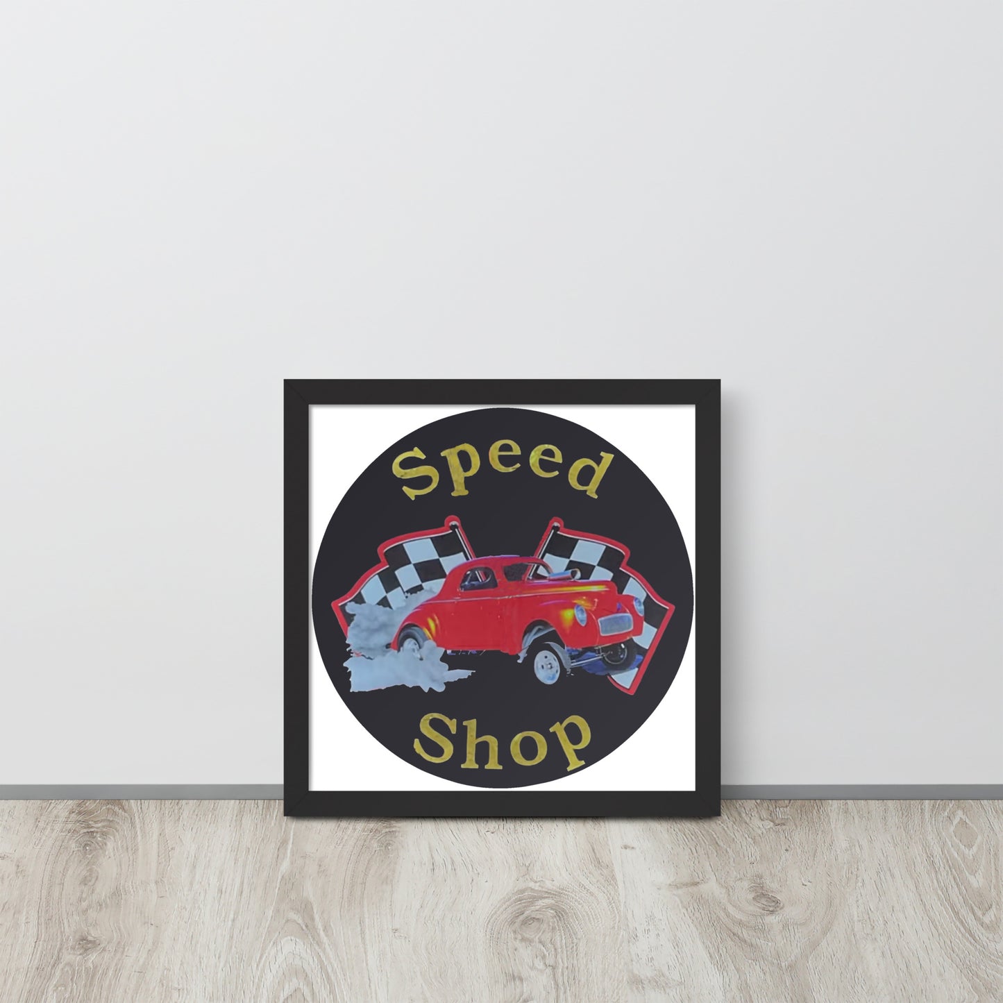 Retro Speed Shop Tin Style Framed poster