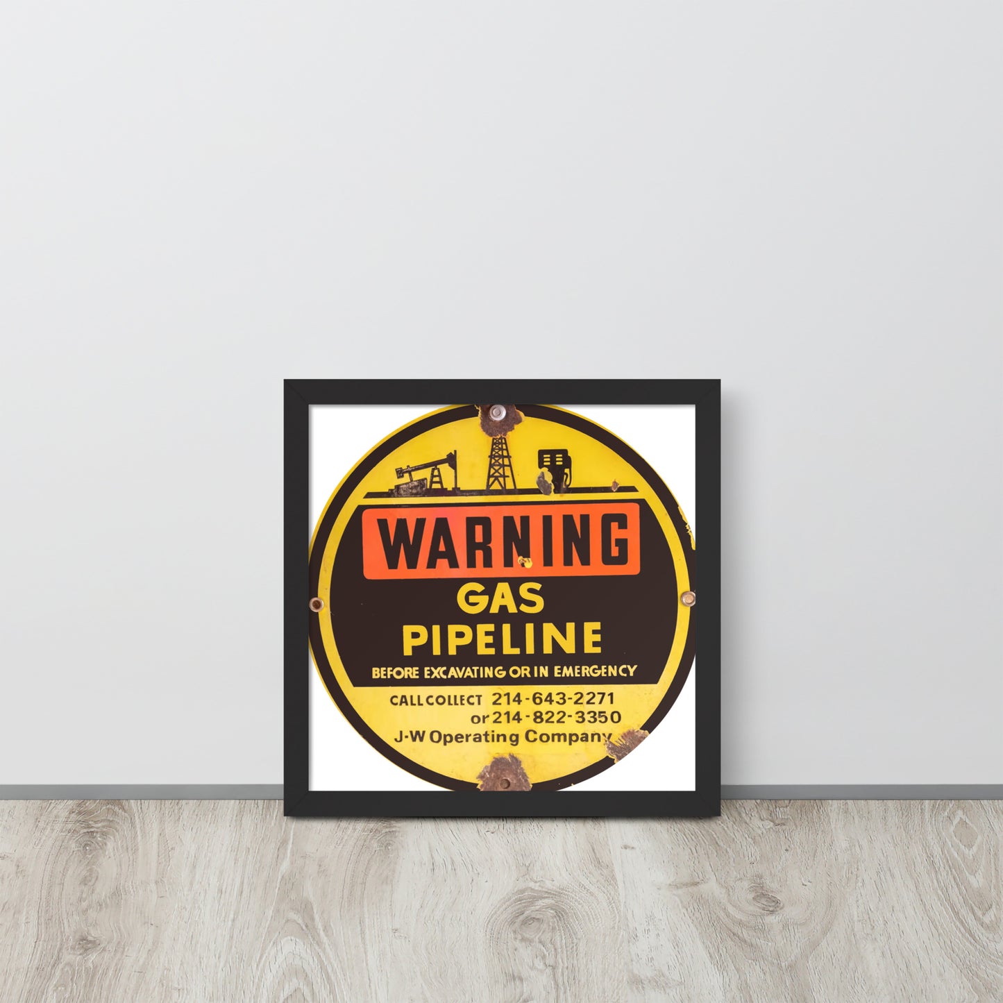 Retro Gas Warning Sign Tin Framed poster