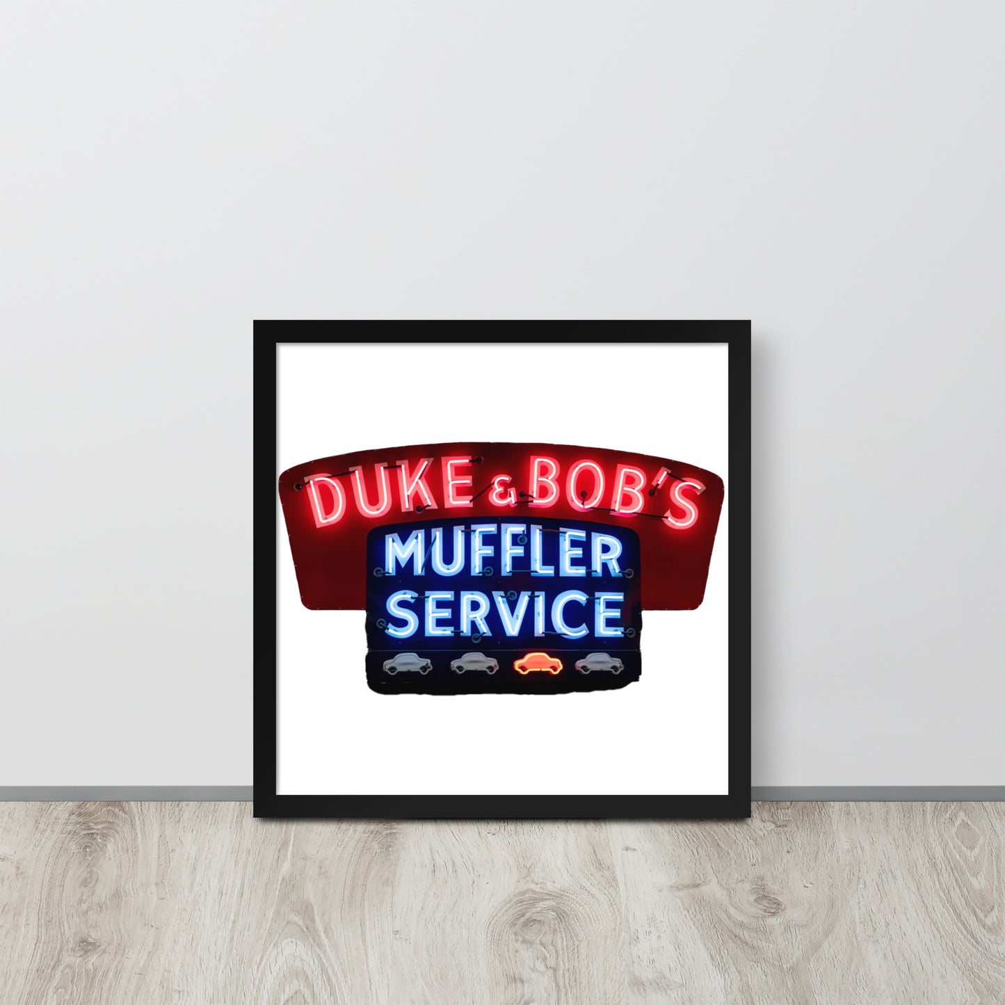 Duke + Bob Retro Neon Style Framed poster