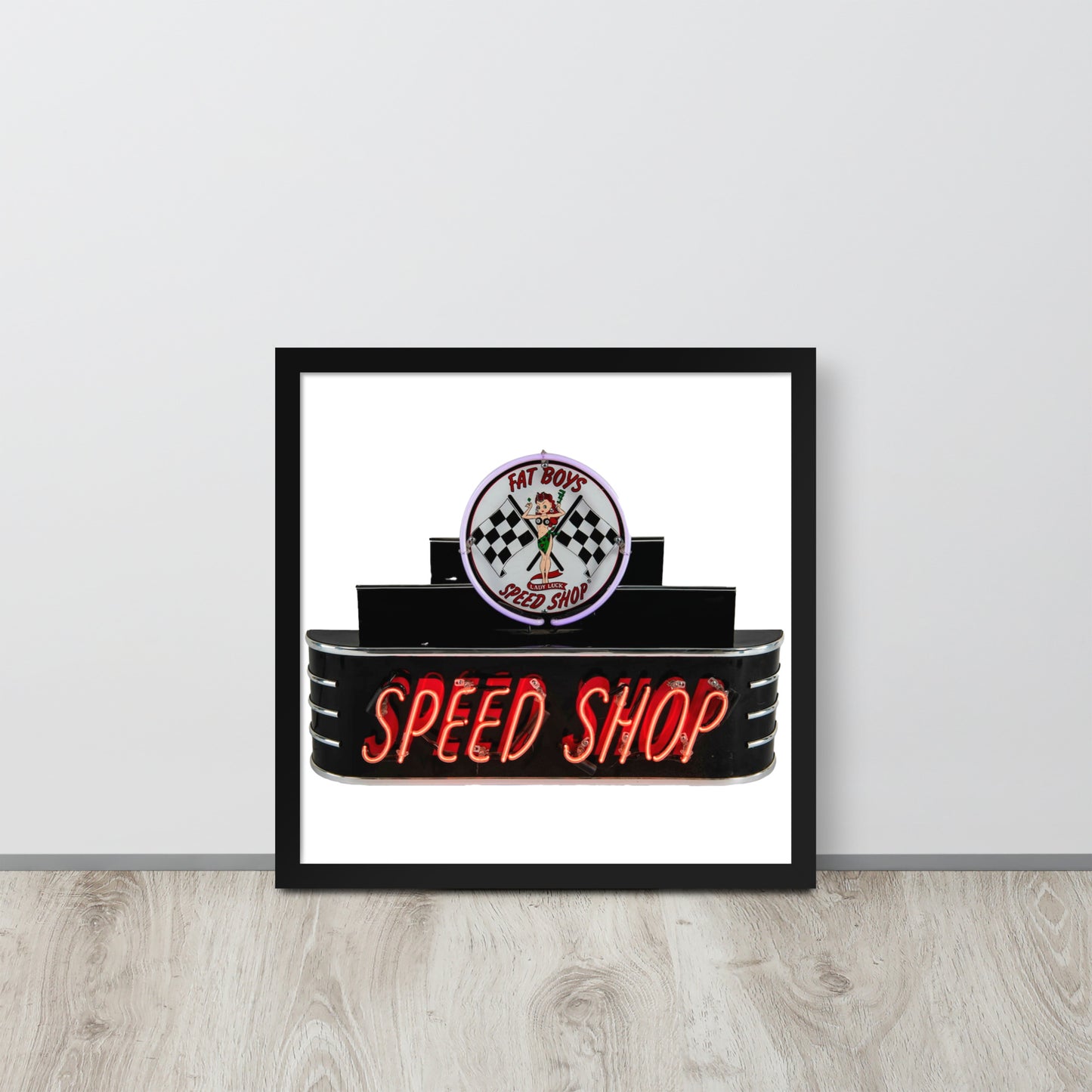 Vintage Neon Speed Shop Sign Framed poster