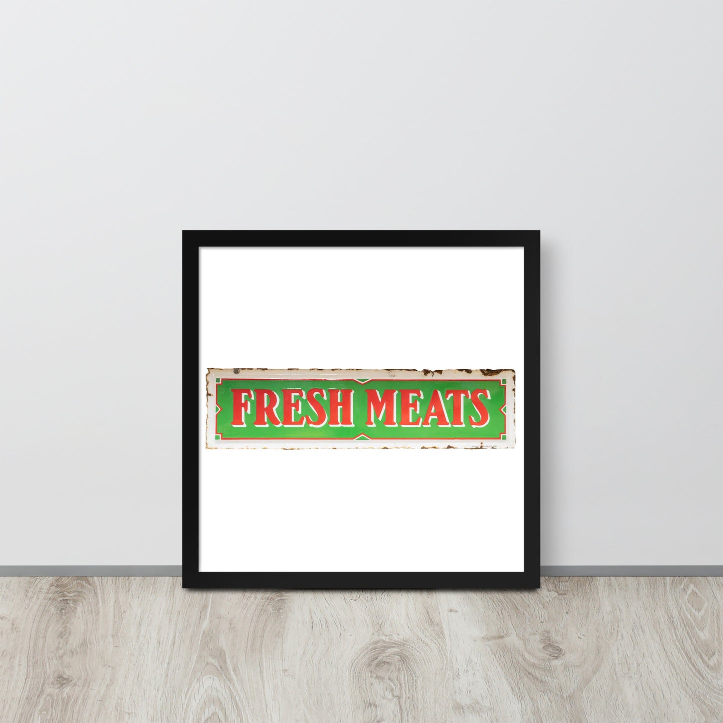 Vintage Fresh Meat Sign Porcelain Style Framed poster