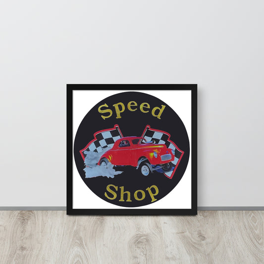 Retro Speed Shop Tin Style Framed poster