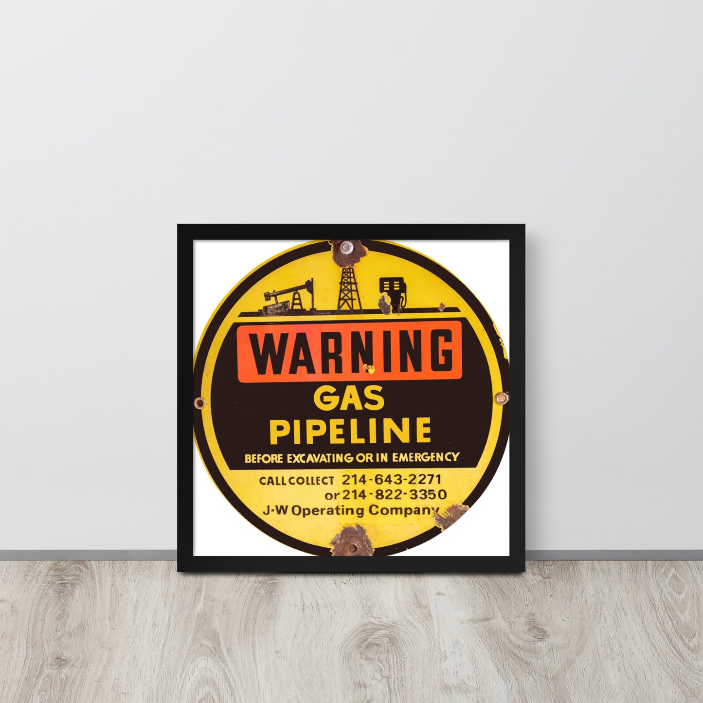 Retro Gas Warning Sign Tin Framed poster