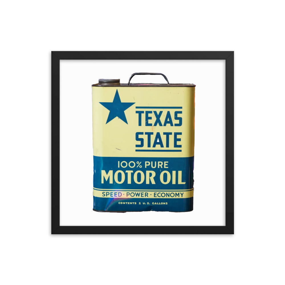 Texas State Motor Oil Steel Gallon Design Framed poster