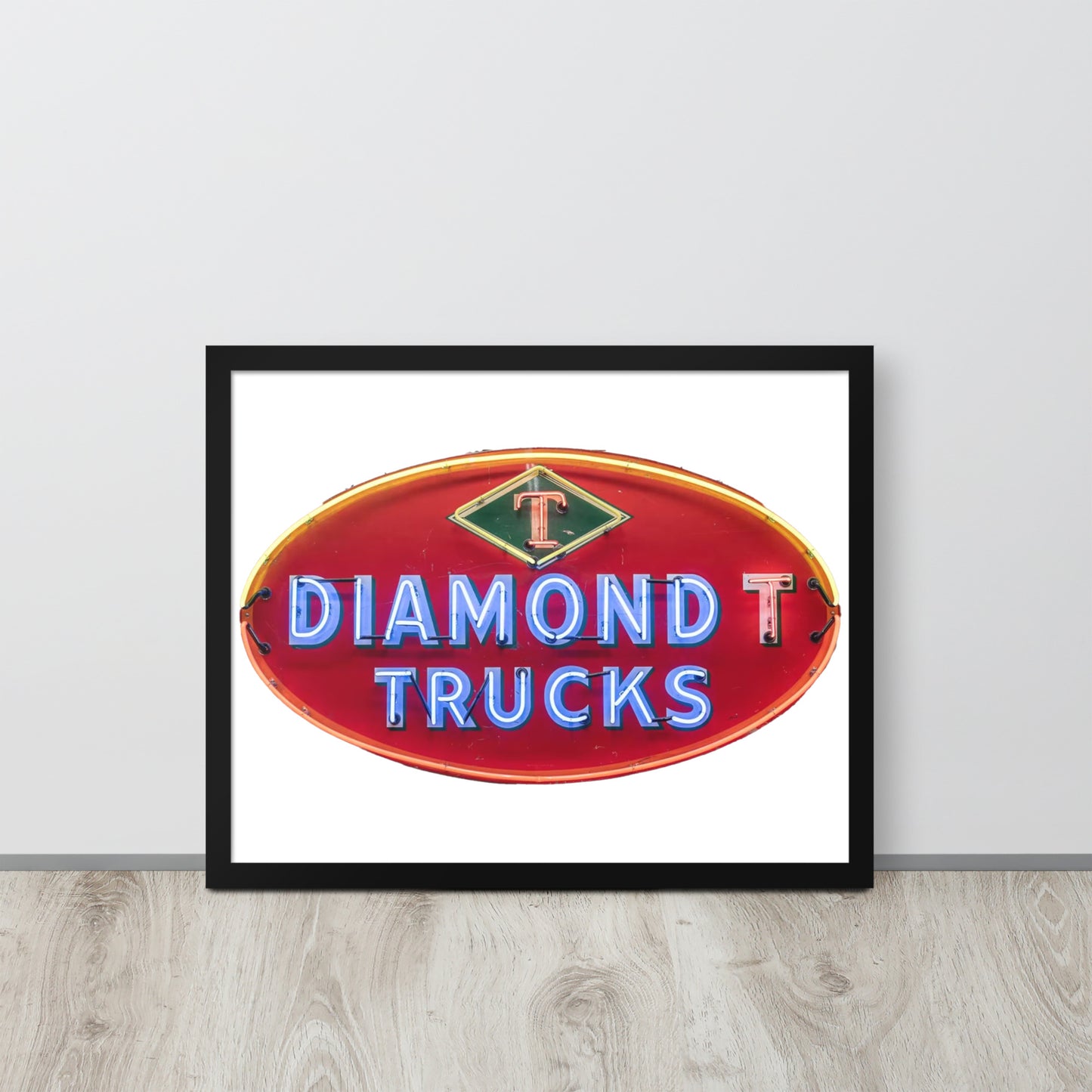 Diamond Trucks Retro Neon Sign Style Framed poster