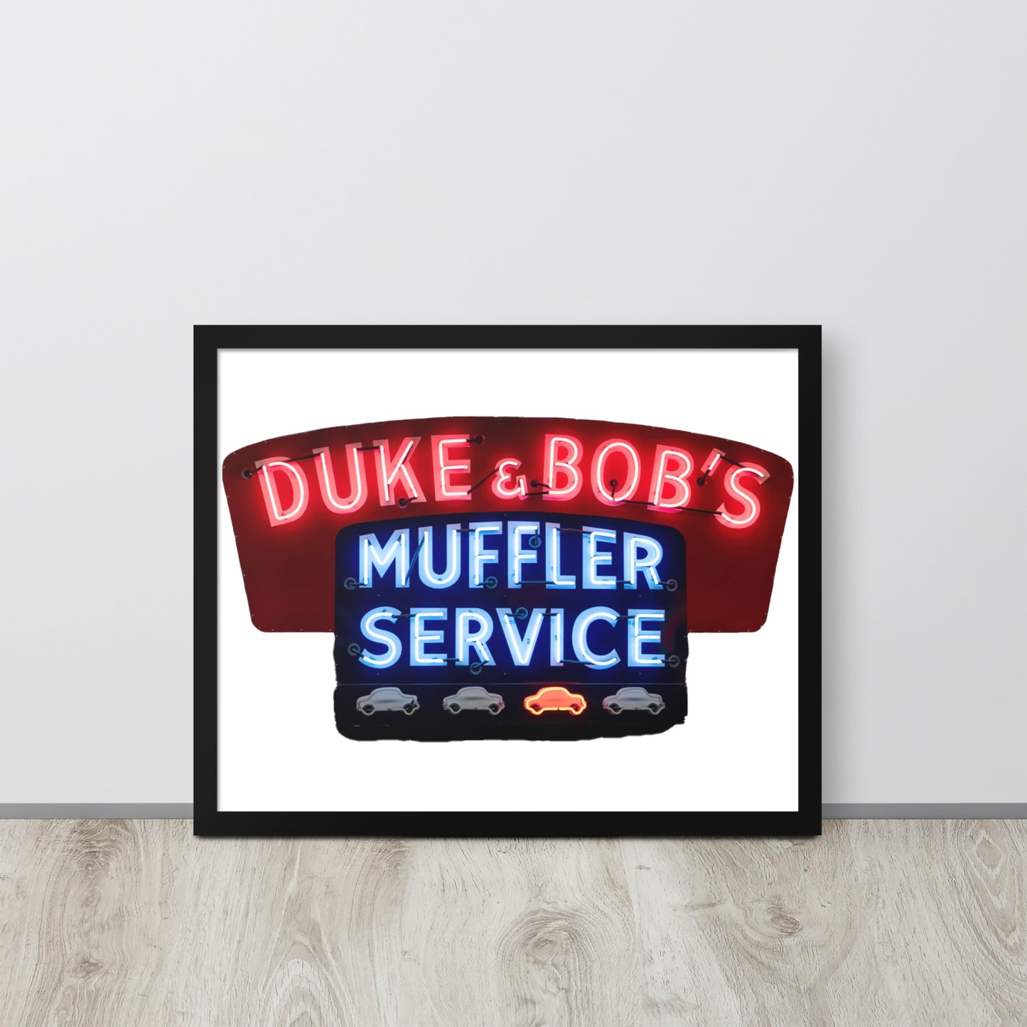 Duke + Bob Retro Neon Style Framed poster