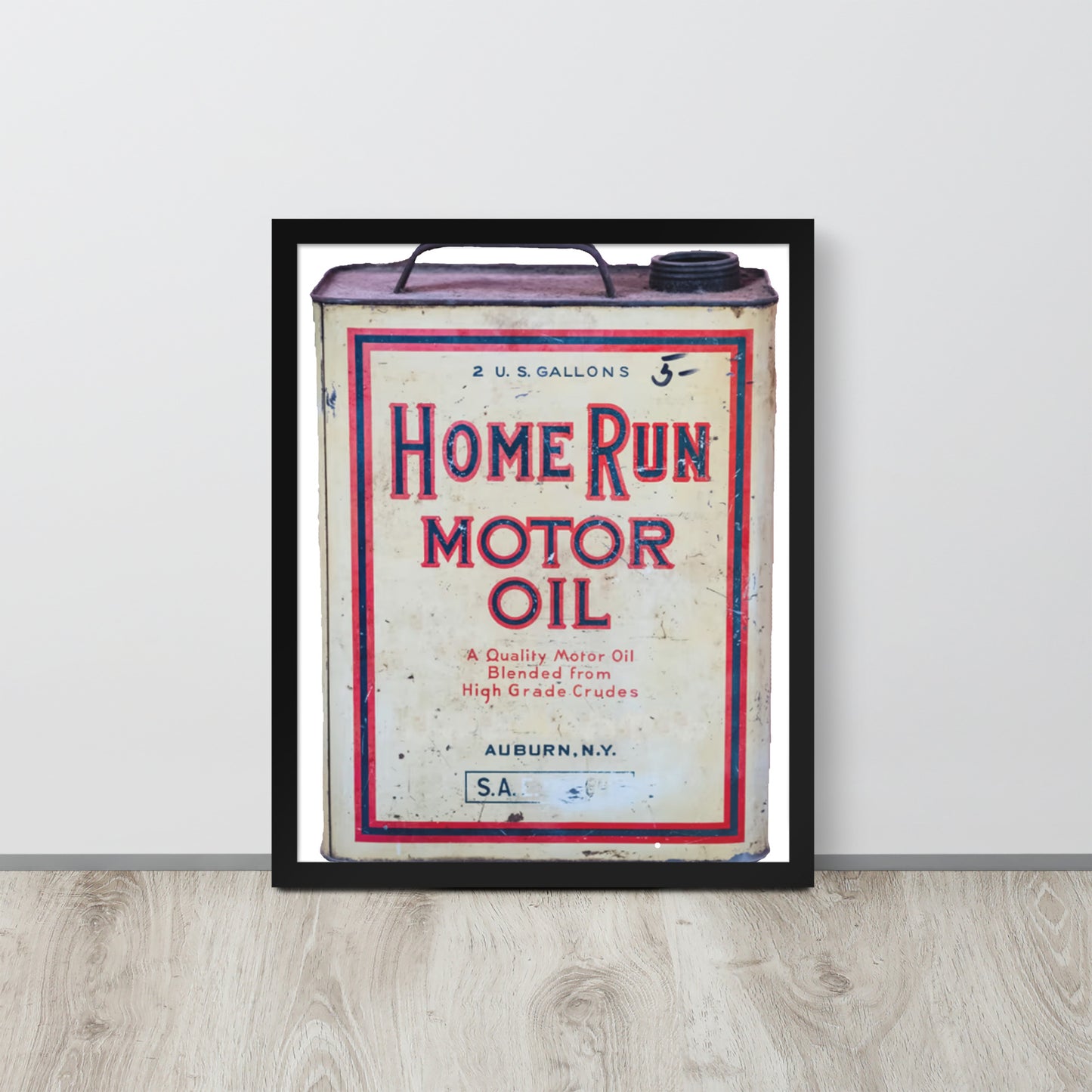 Vintage Home Run Oil Can Framed poster