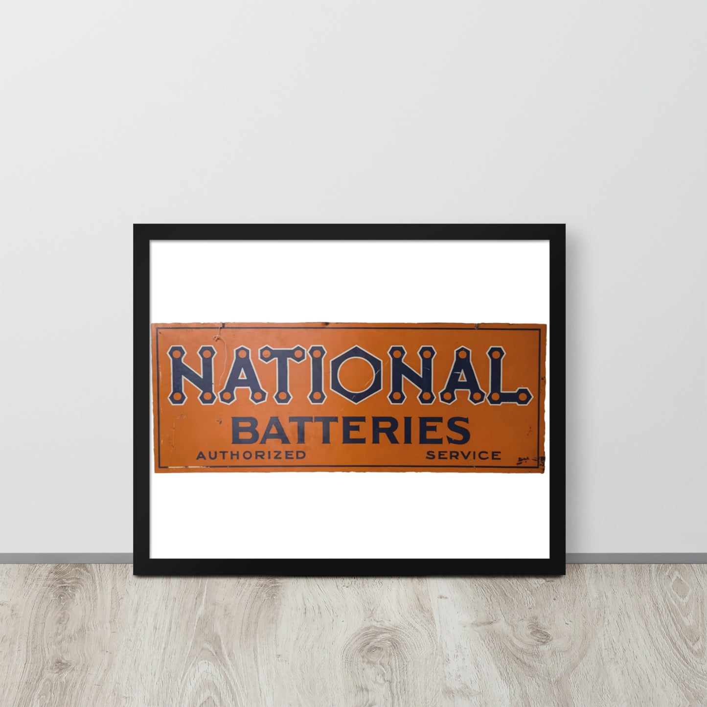 Retro National Battery Sign Patina Style Framed poster