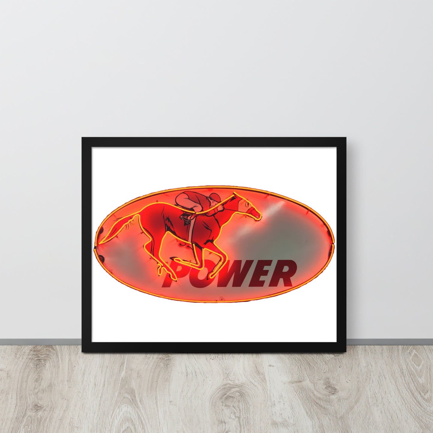 Retro Neon Sign Power Framed poster