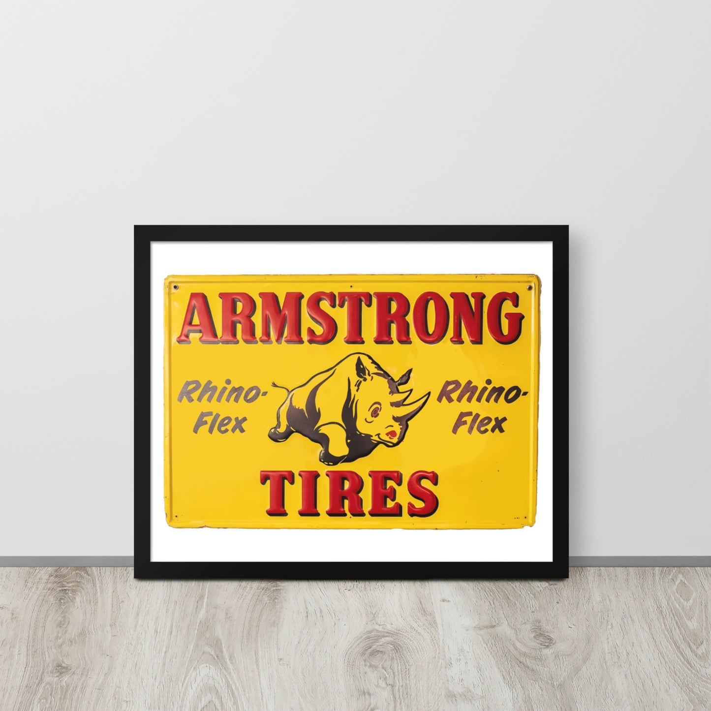 Retro Rhino Tire Sign Tin Style Framed poster