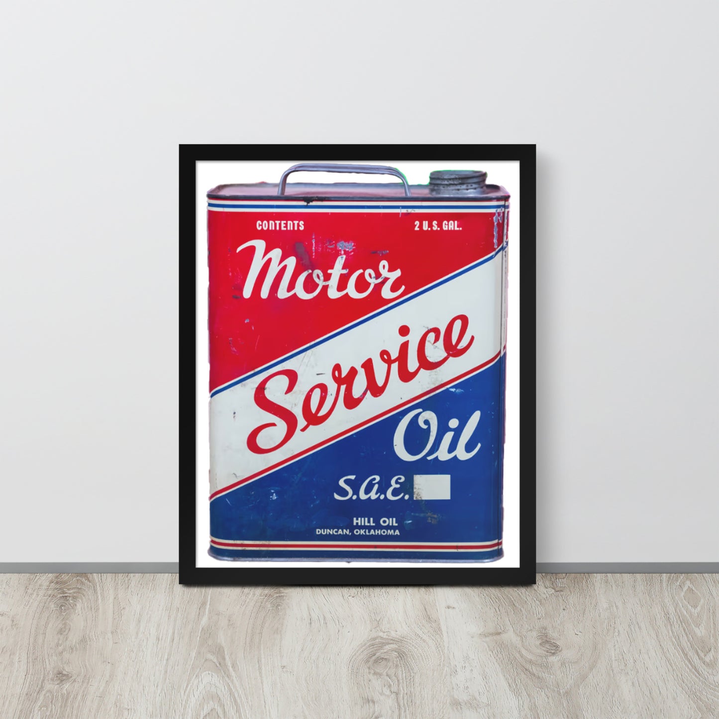 Vintage Service Oil Can Patina Style Framed poster