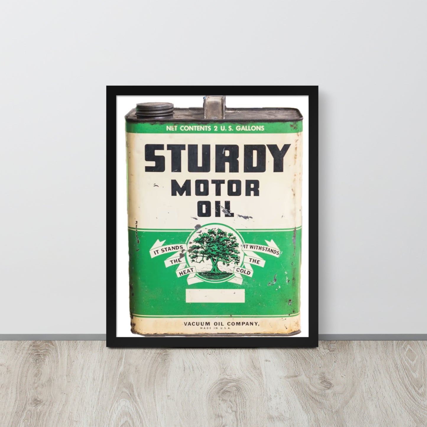 Vintage Sturdy Oil Can Patina Style Framed poster