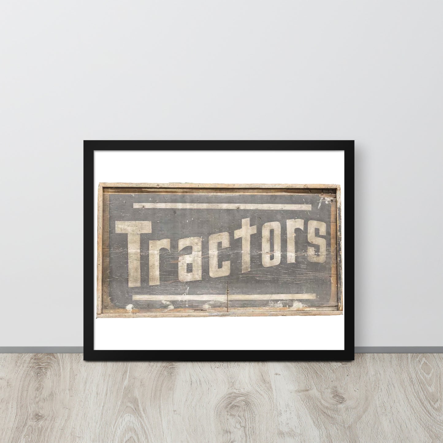 Retro Tractors Sign Wood Style Framed poster