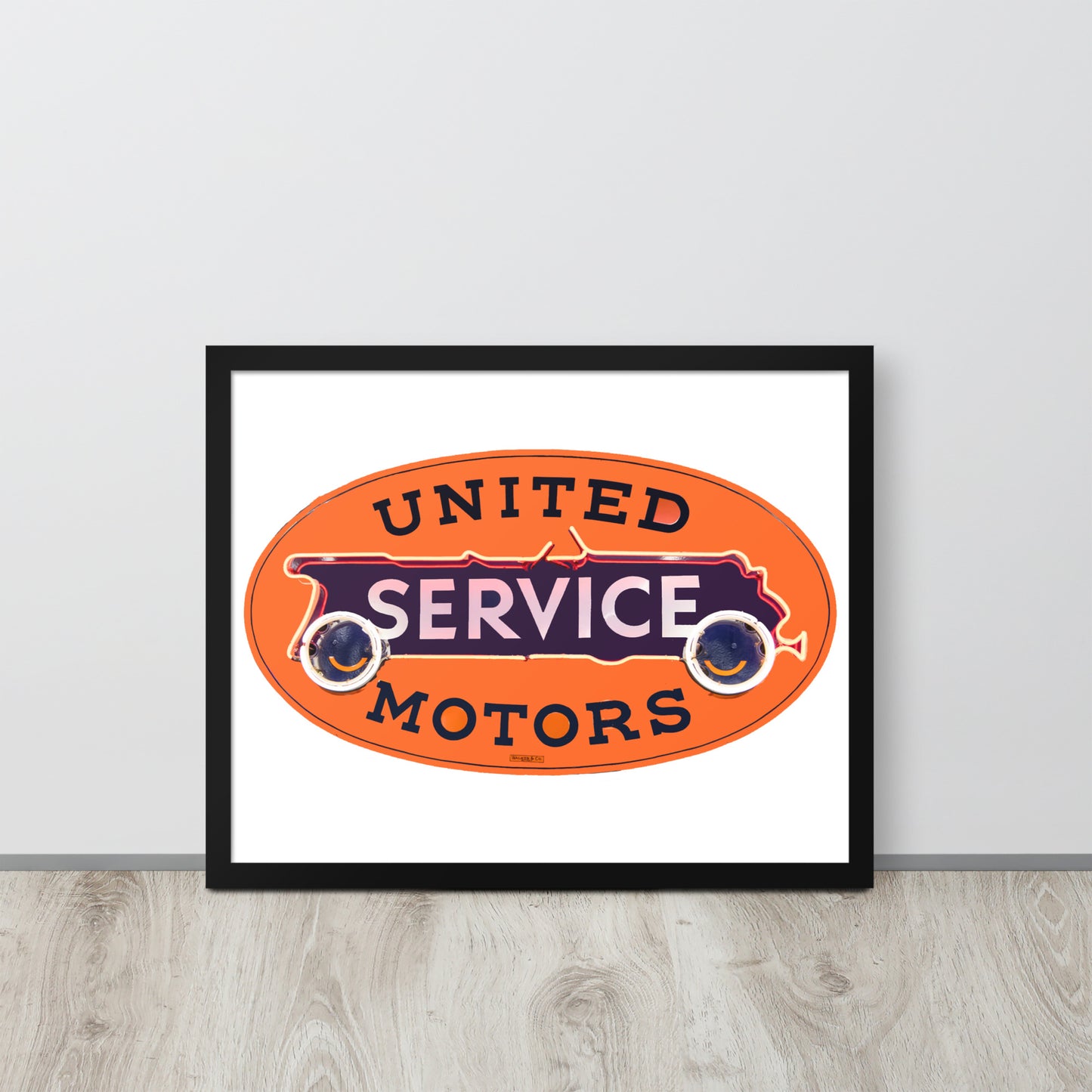 Vintage United Service Motor Neon Style Unlit Framed poster