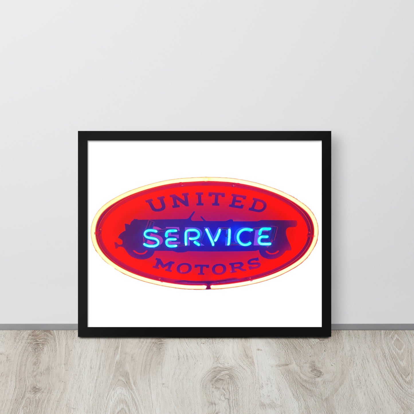 Vintage United Service Motor Neon Style Lit Framed poster