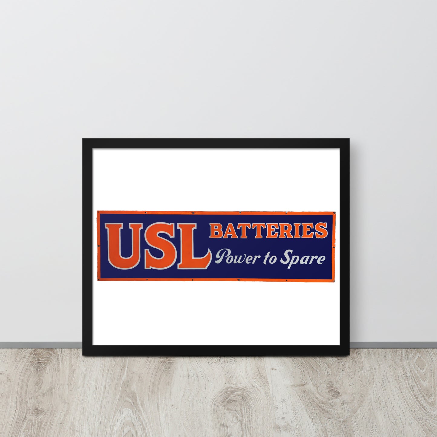 Retro USL Battery Tin Style Framed poster