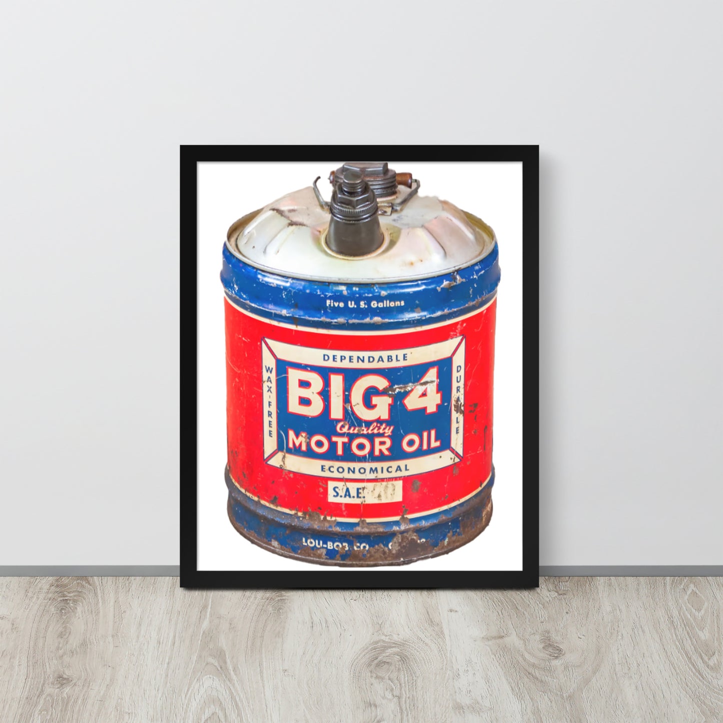 Vintage Motor Oil Steel Gallon Style Framed poster