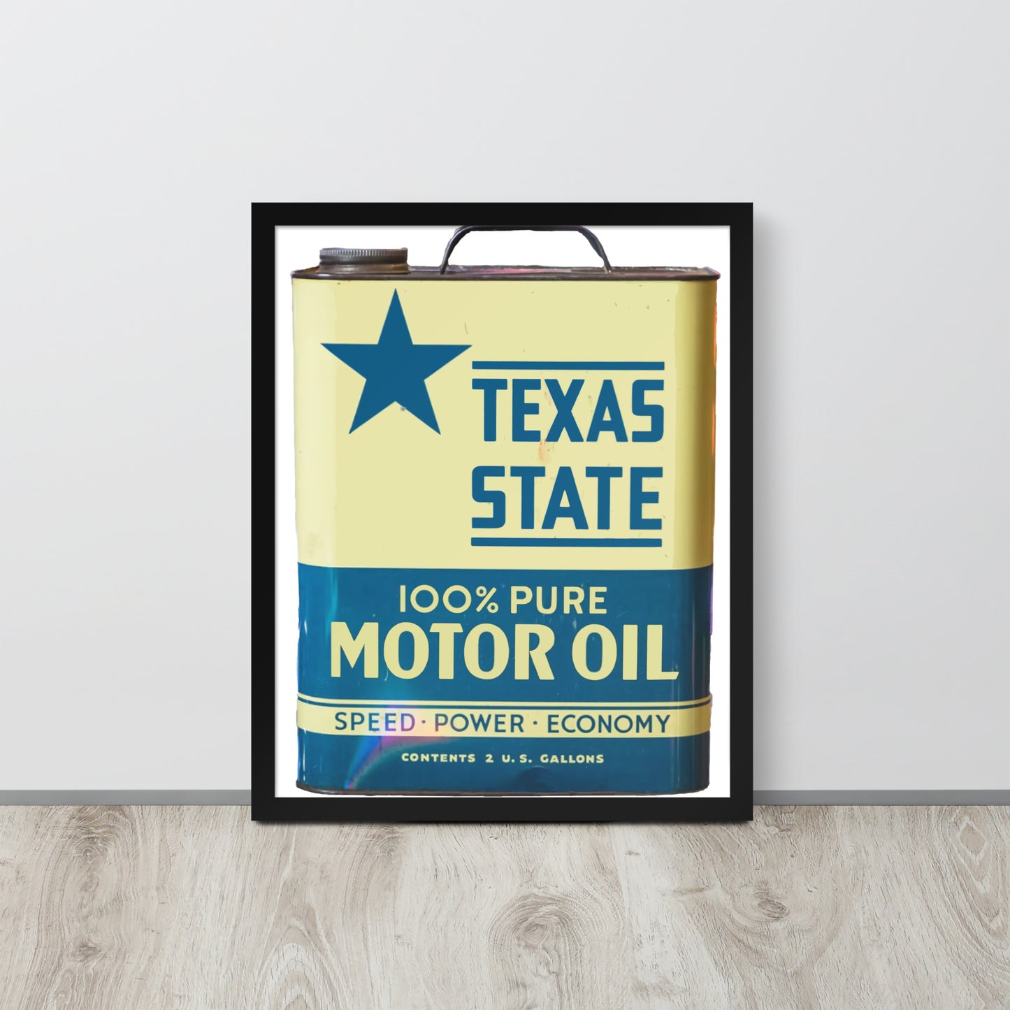 Vintage Texas Motor Oil Can Gallon Design Framed poster