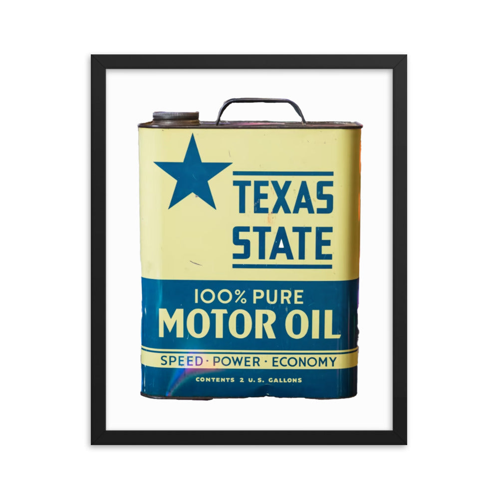 Texas State Motor Oil Steel Gallon Design Framed poster
