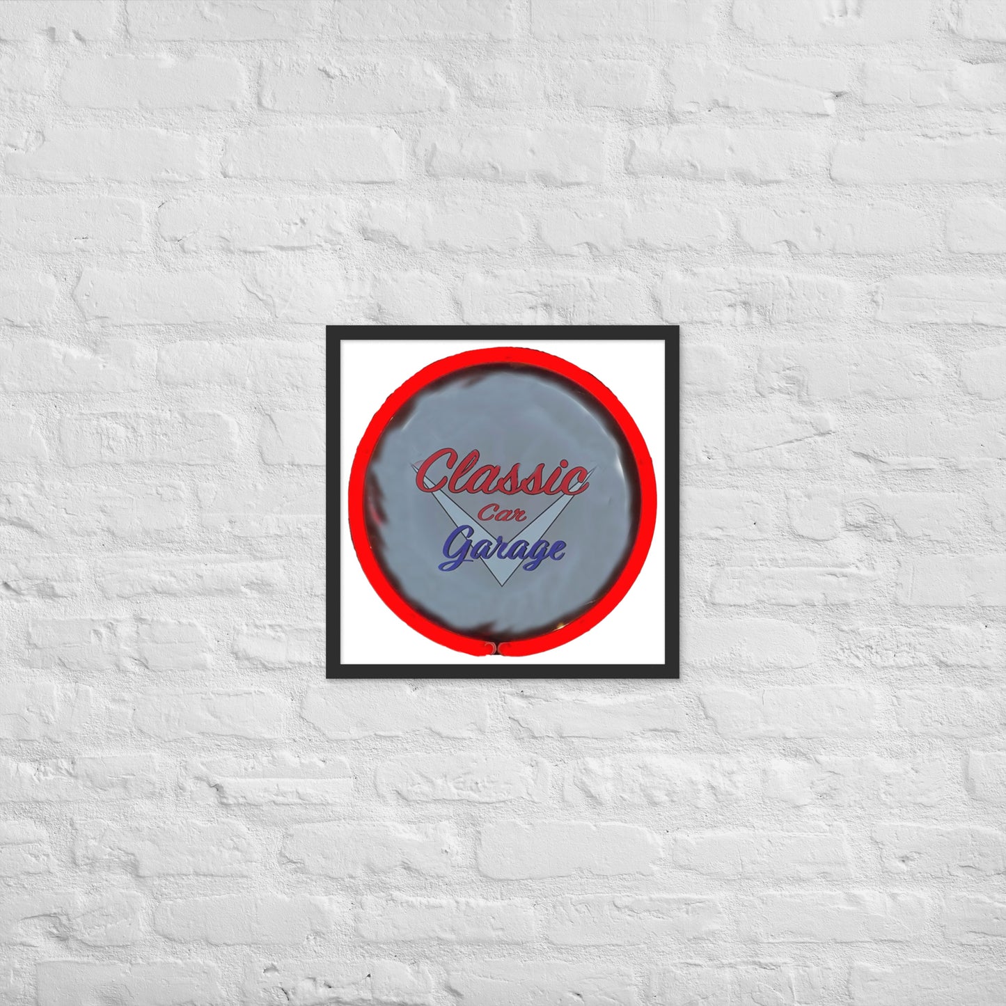 Classic Car Garage Neon Graffiti Style Framed poster