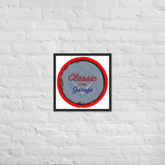 Classic Car Garage Neon Graffiti Style Framed poster