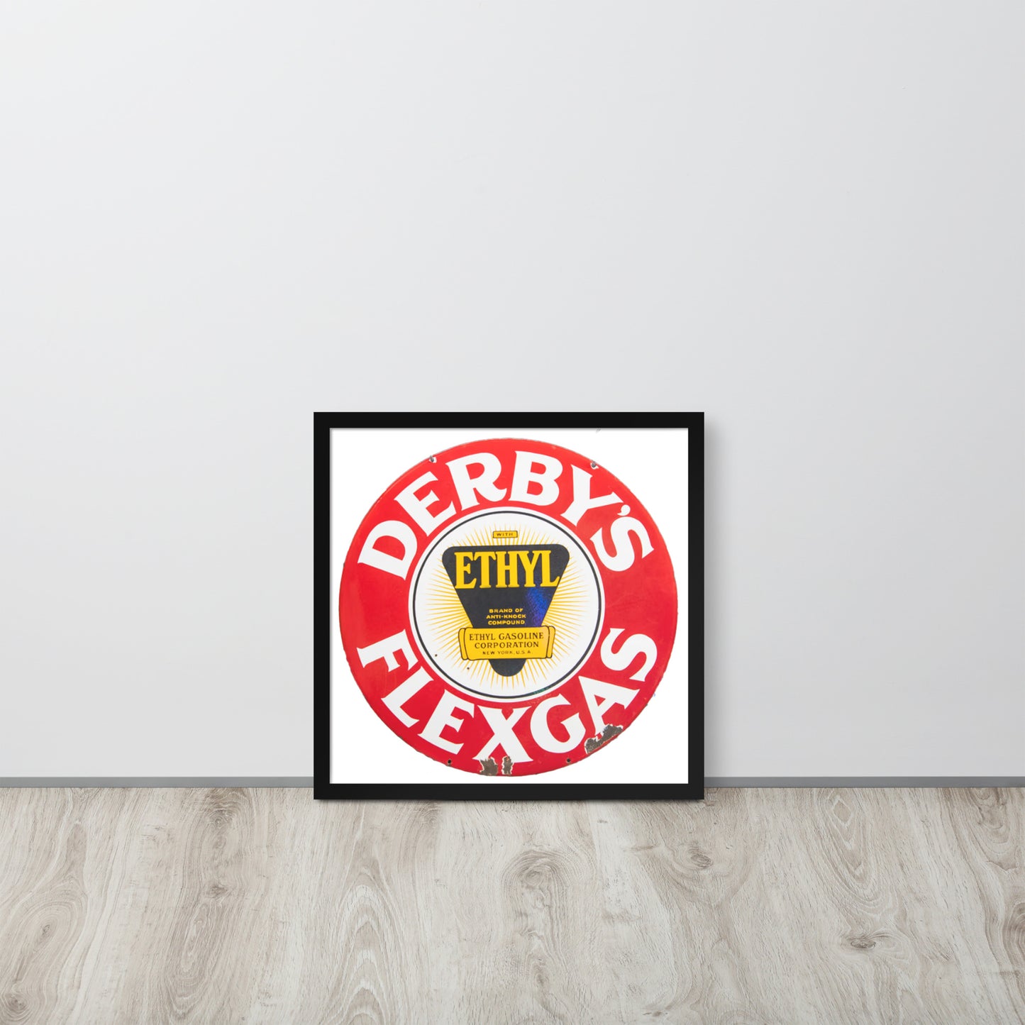 Vintage Derby Gas Tin Painted Design Framed poster