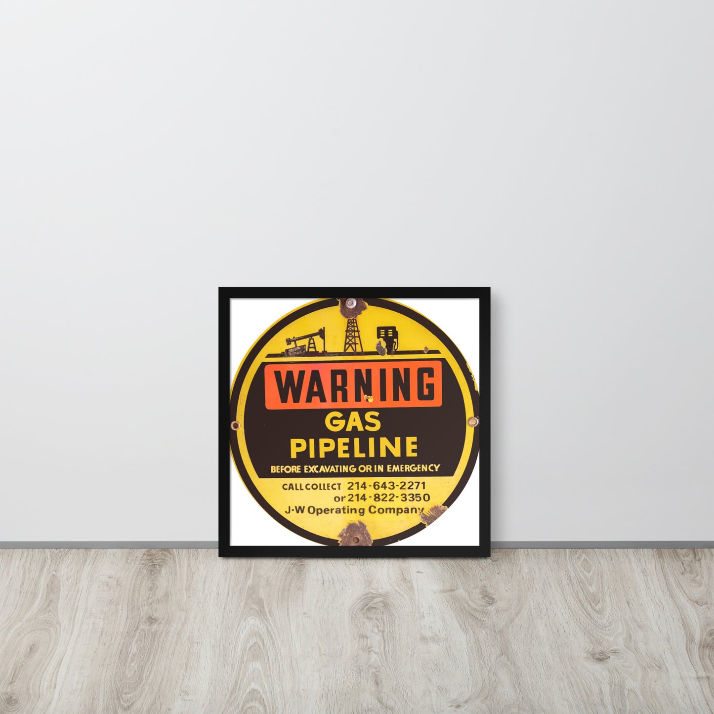 Retro Gas Warning Sign Tin Framed poster