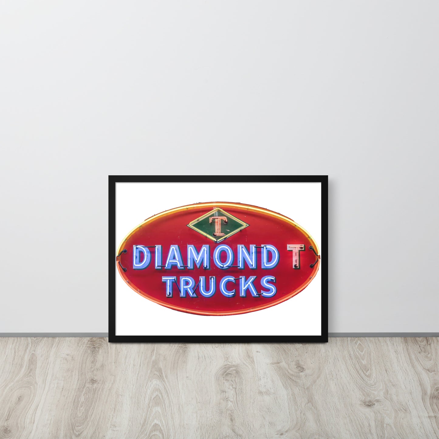 Diamond Trucks Retro Neon Sign Style Framed poster