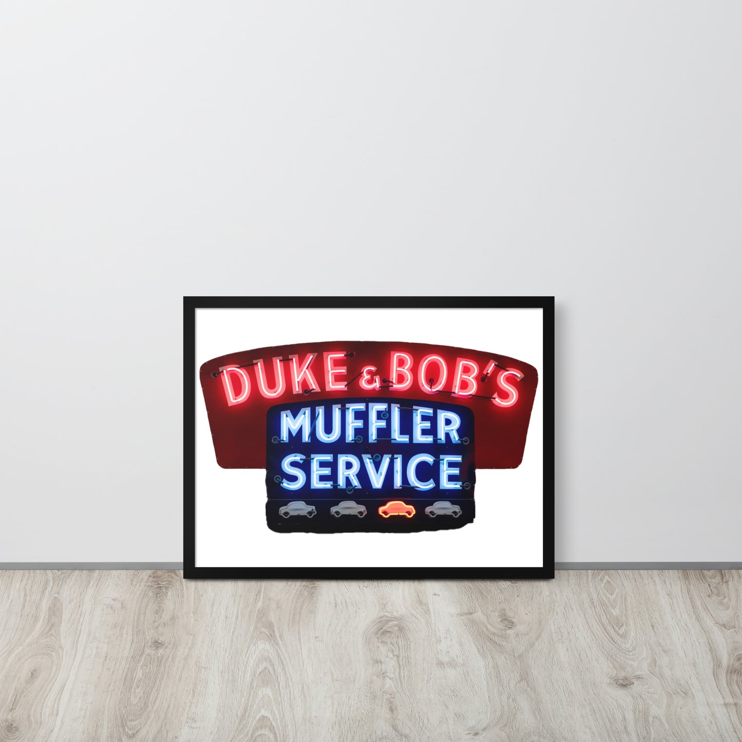 Duke + Bob Retro Neon Style Framed poster