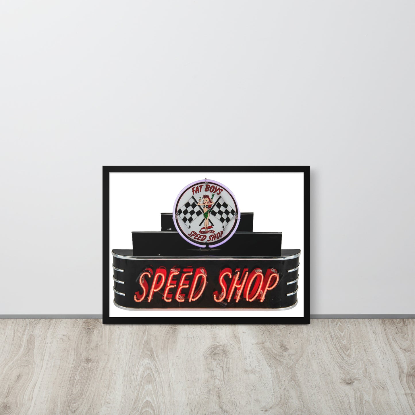 Vintage Neon Speed Shop Sign Framed poster