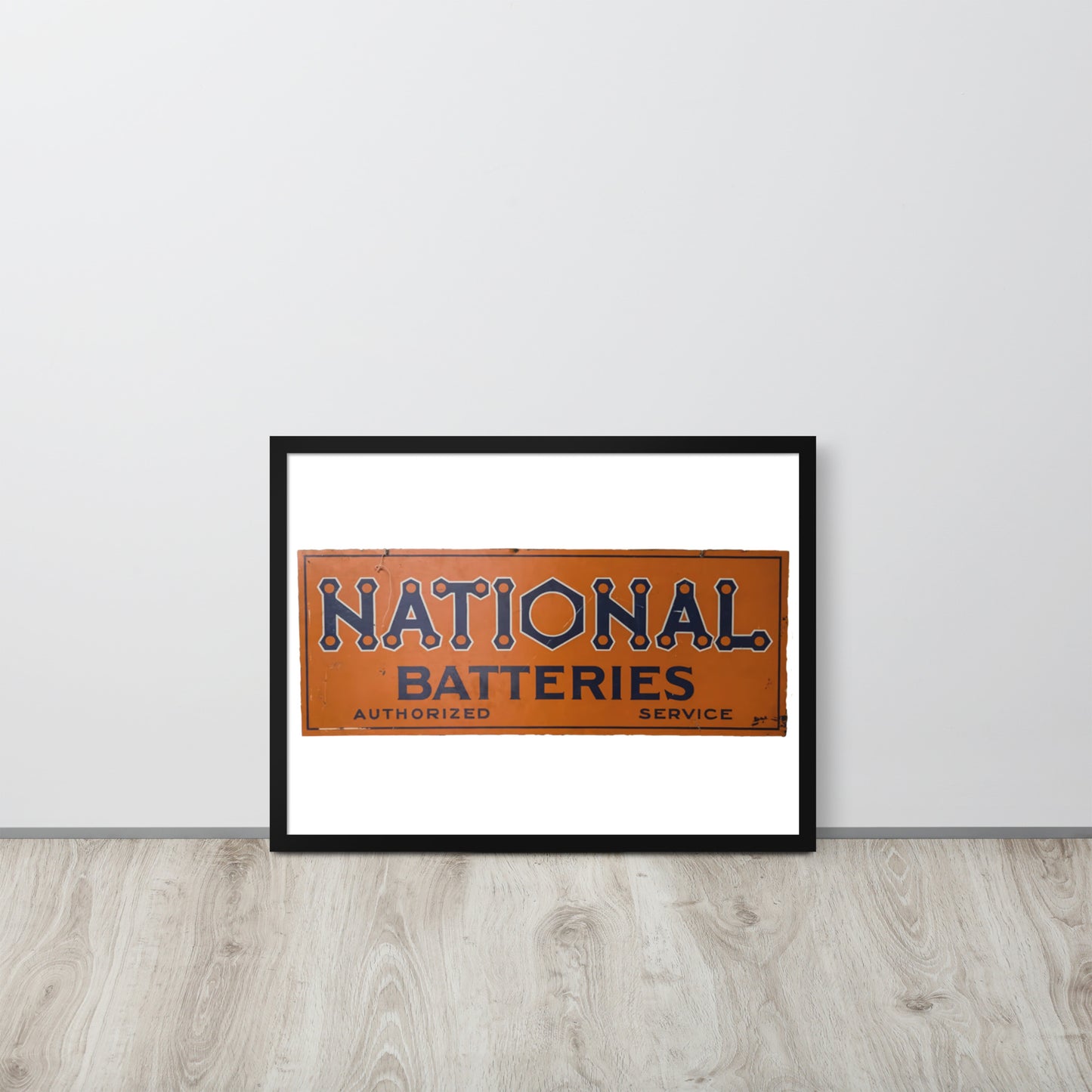 Retro National Battery Sign Patina Style Framed poster