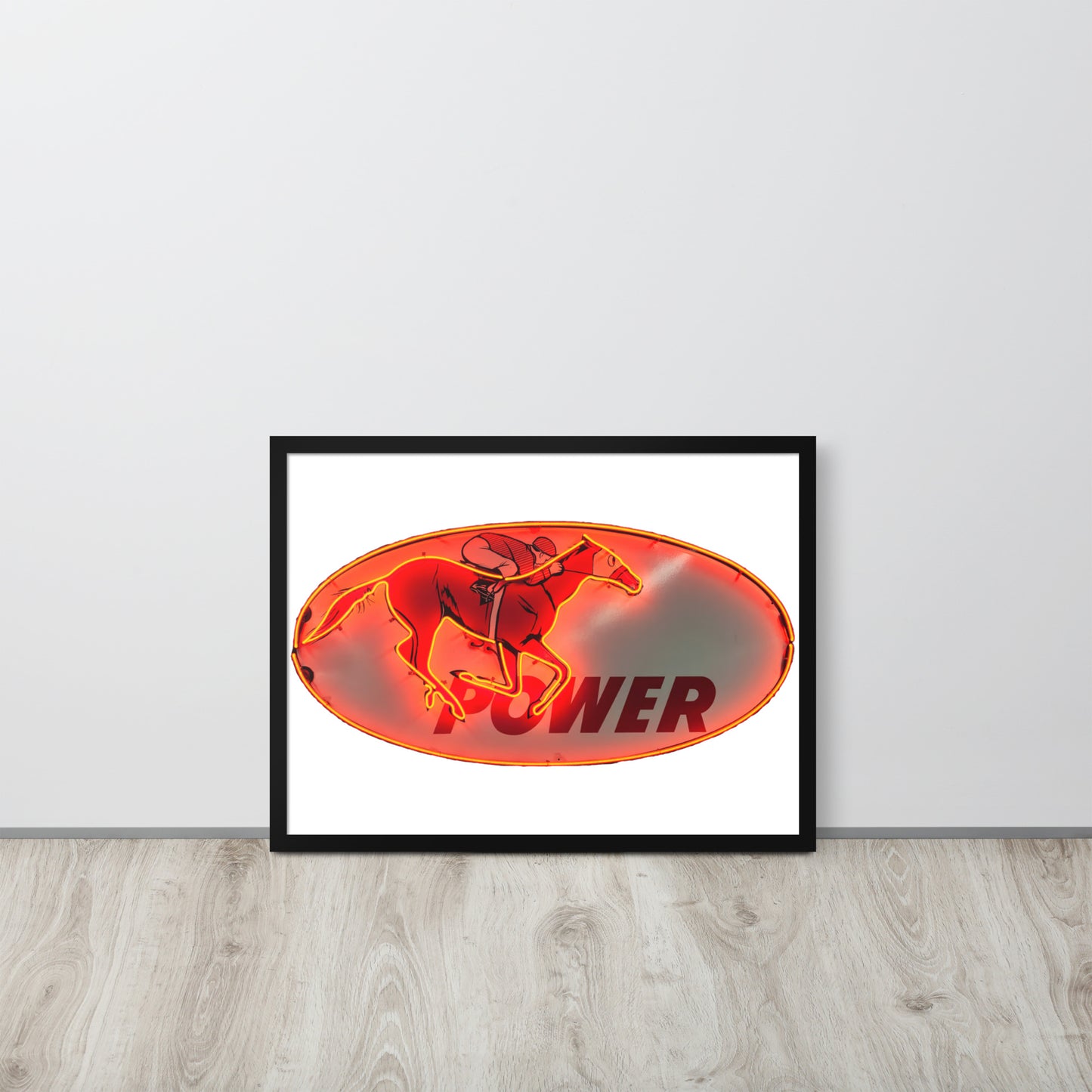 Retro Neon Sign Power Framed poster