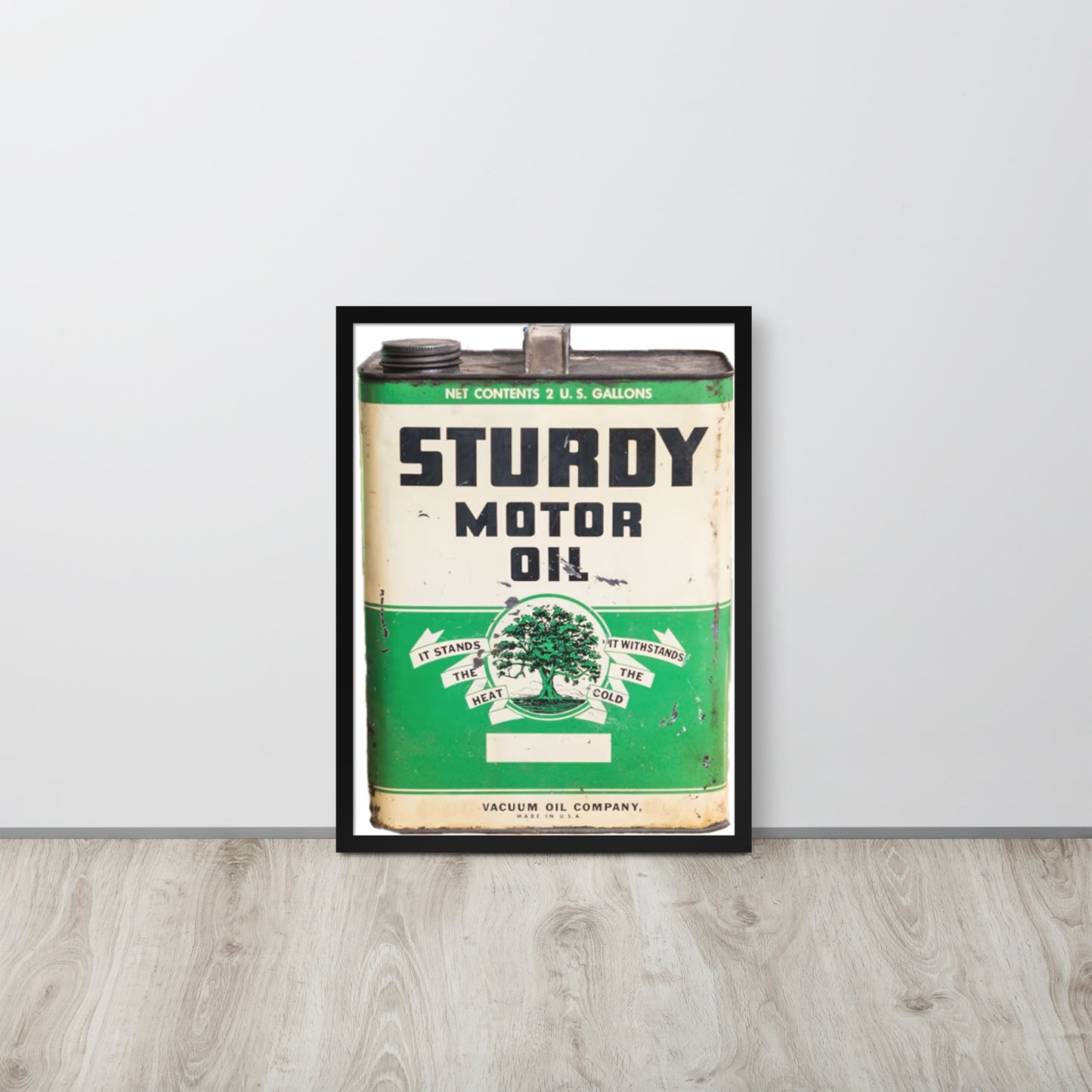 Vintage Sturdy Oil Can Patina Style Framed poster