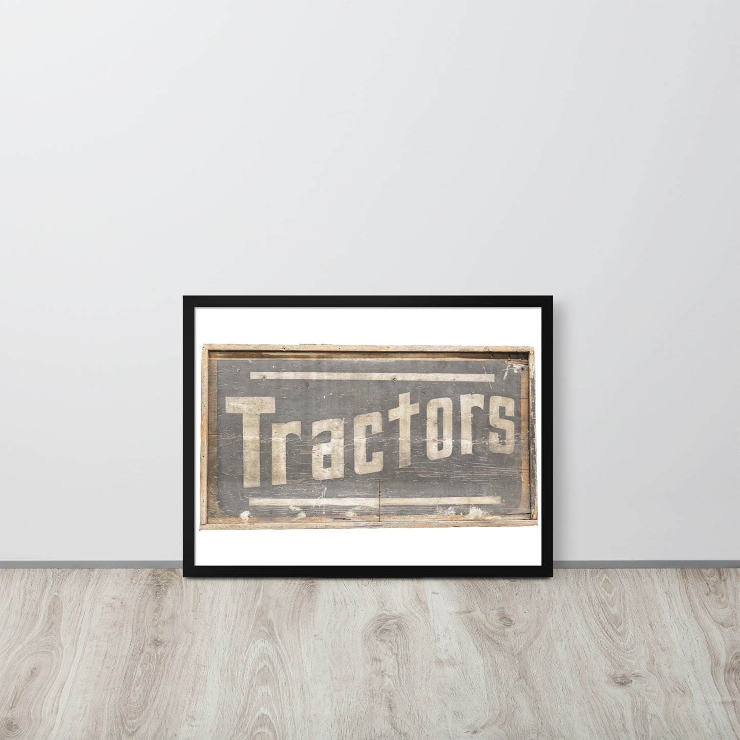 Retro Tractors Sign Wood Style Framed poster