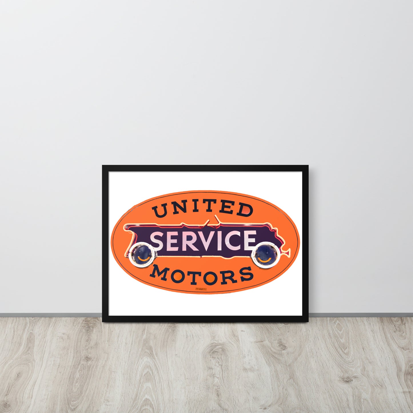 Vintage United Service Motor Neon Style Unlit Framed poster