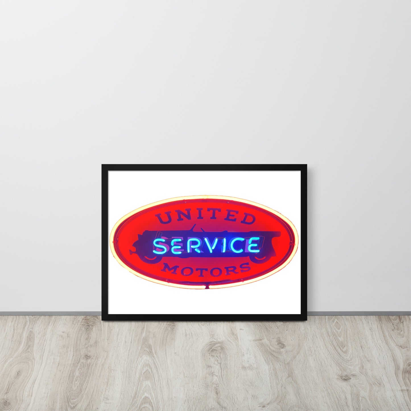 Vintage United Service Motor Neon Style Lit Framed poster