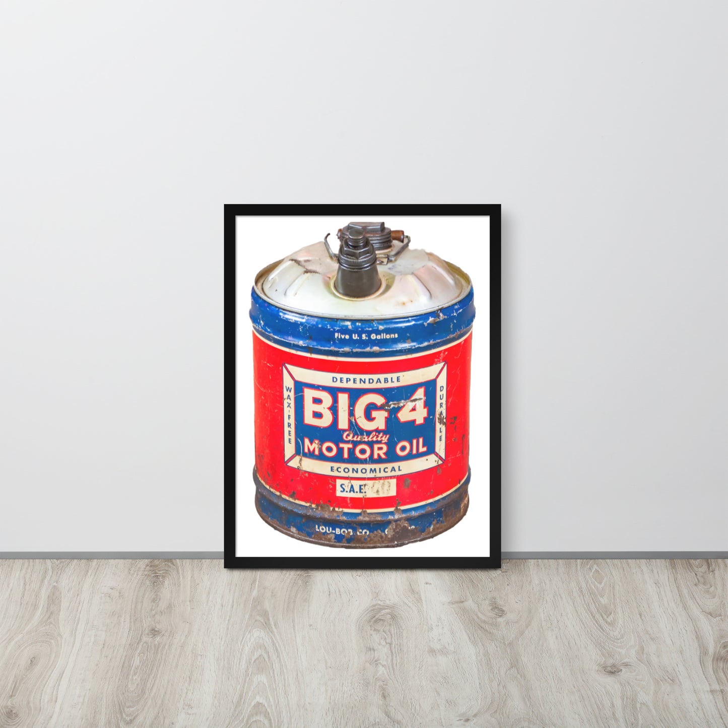 Vintage Motor Oil Steel Gallon Style Framed poster