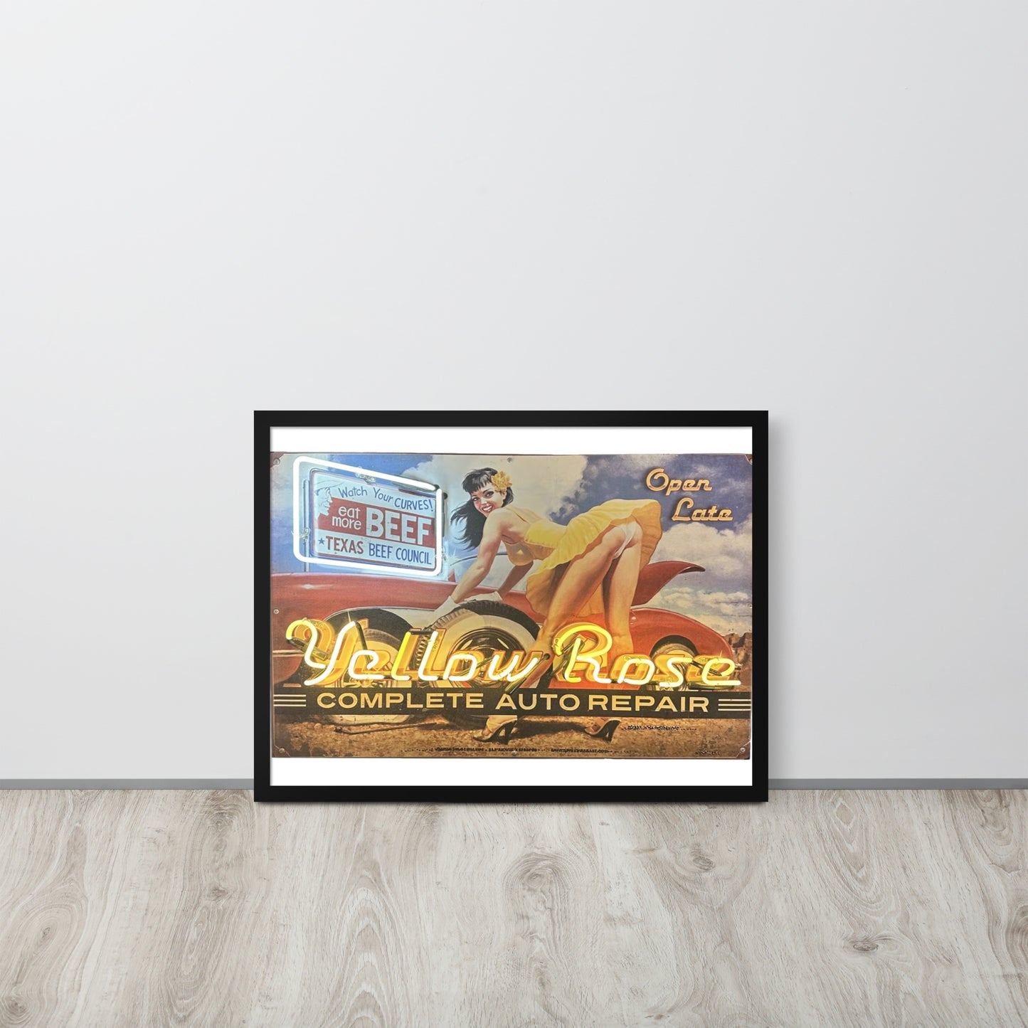 Vintage Auto Repair Neon Sign Style Framed poster