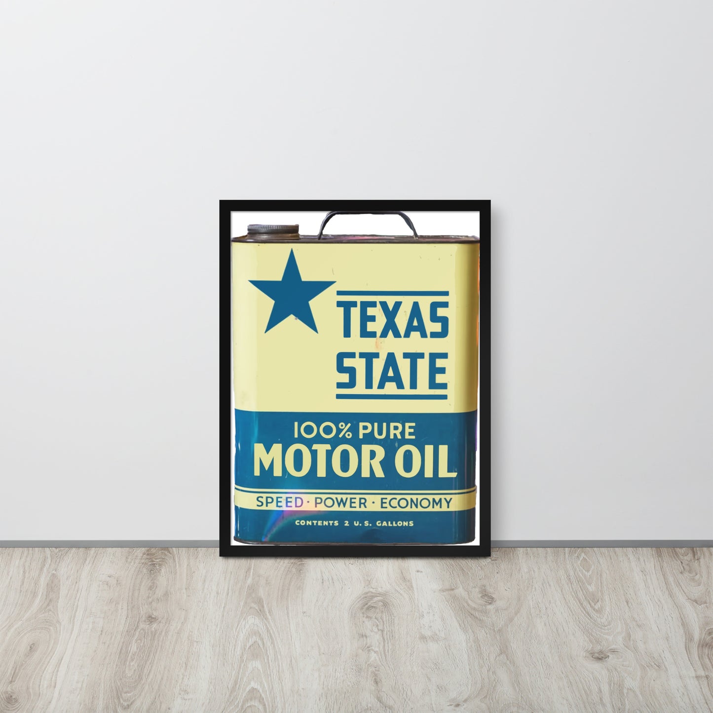 Vintage Texas Motor Oil Can Gallon Design Framed poster