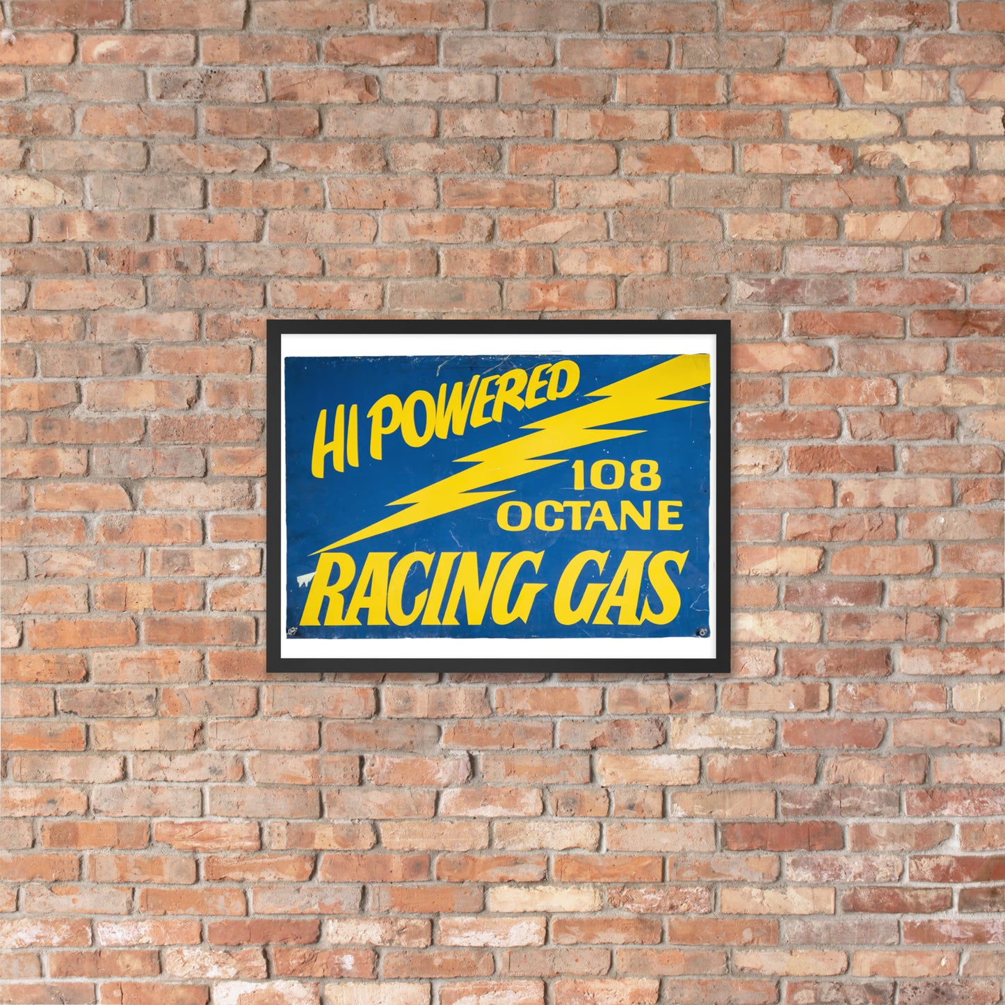 Vintage Racing Gas 108 Octane Porcelain Style Framed poster