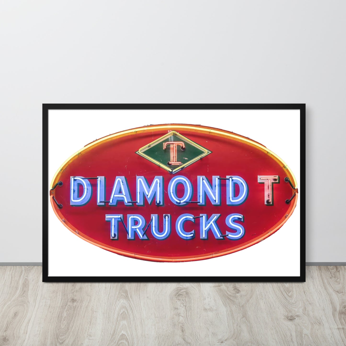 Diamond Trucks Retro Neon Sign Style Framed poster