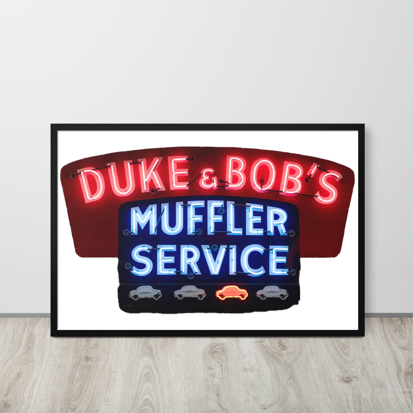 Duke + Bob Retro Neon Style Framed poster