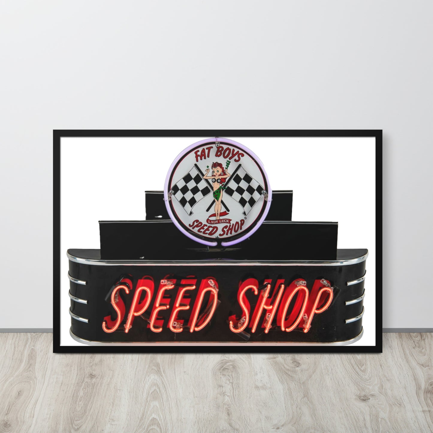 Vintage Neon Speed Shop Sign Framed poster