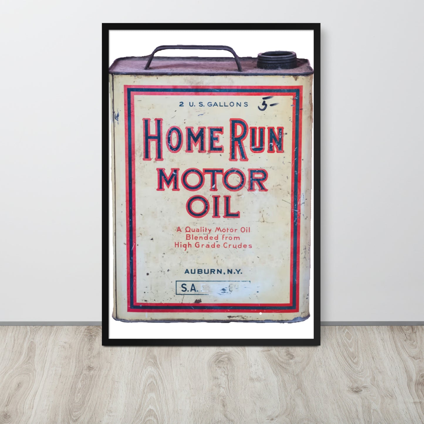 Vintage Home Run Oil Can Framed poster