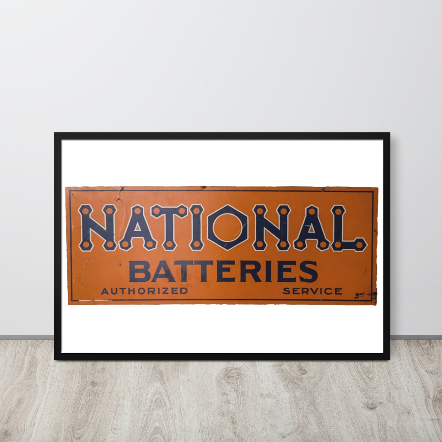 Retro National Battery Sign Patina Style Framed poster